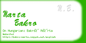 marta bakro business card